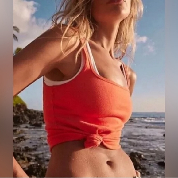 NWOT Free People Throw and Go Tank in Tangerine 🍊 Small - Picture 1 of 9